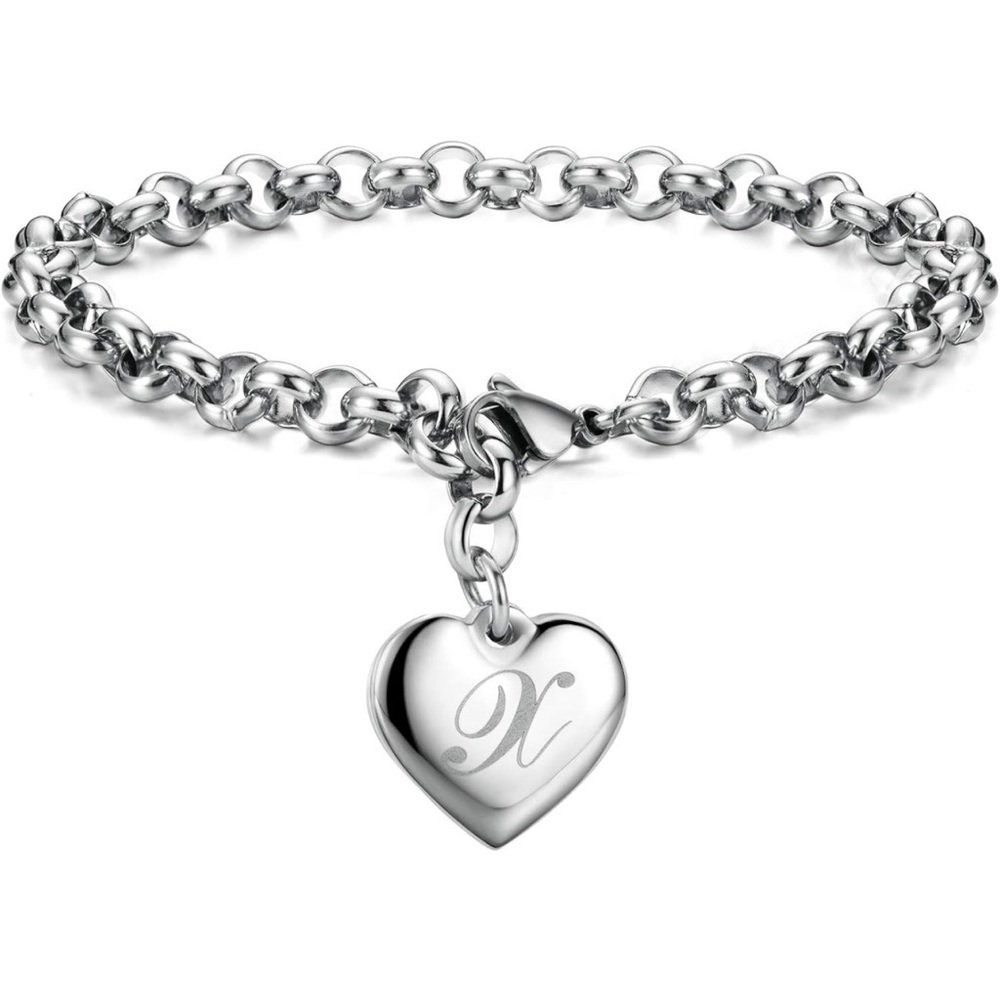 Heart Initial Charm letter X Bracelet Bracelet Jewelry Gifts